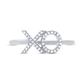 0.09ct 14k White Gold Diamond "XO" Ring Size 6